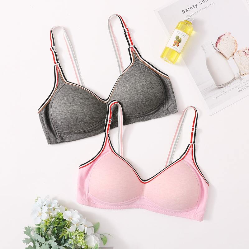 

2pack Striped Tape Bra Set, Multicolor