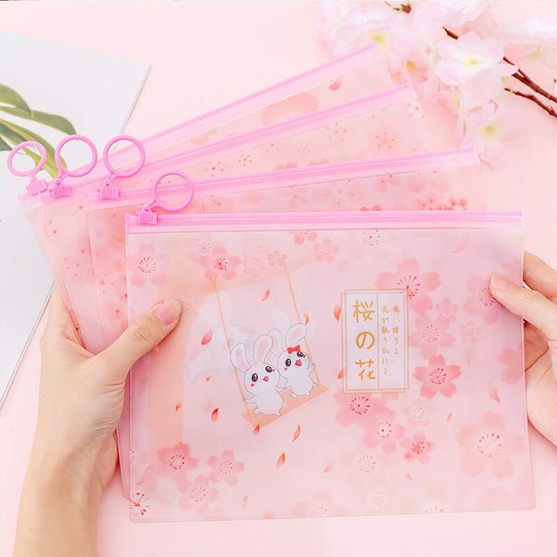 

5pcs Rabbit Print Random File Pocket, Pink