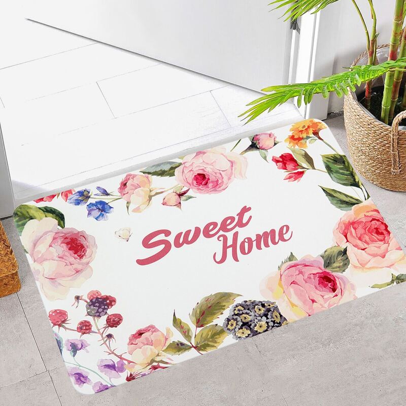 

1pc Flower Print Floor Mat, Multicolor