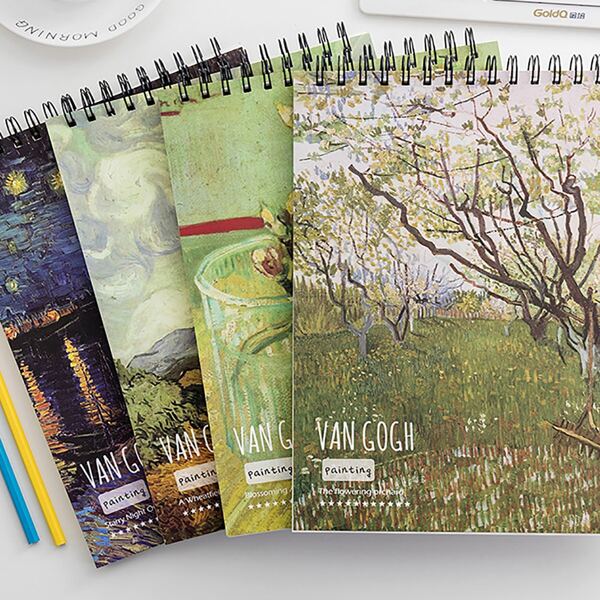 

1pc Oil Painting Pattern Cover Random Sketchbook, Multicolor