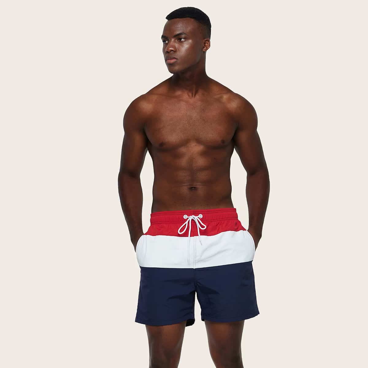 

Guys Color Block Swim Trunks, Multicolor