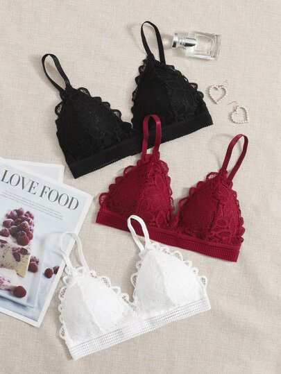 طقم بطانية ذات رباط زهري بملمس الدانتيل، 3 قطع