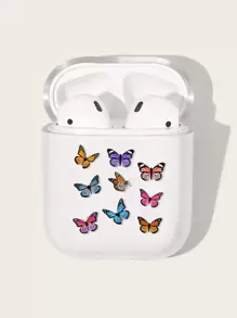 彩色蝴蝶圖案透明AirPods耳機盒保護套 - 無色 - 查看 1