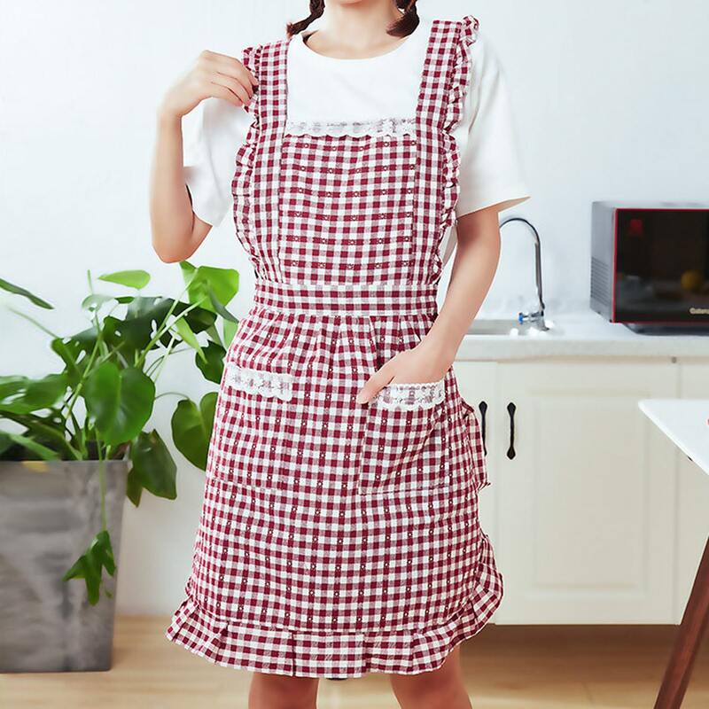 

Gingham Pattern Apron, Red