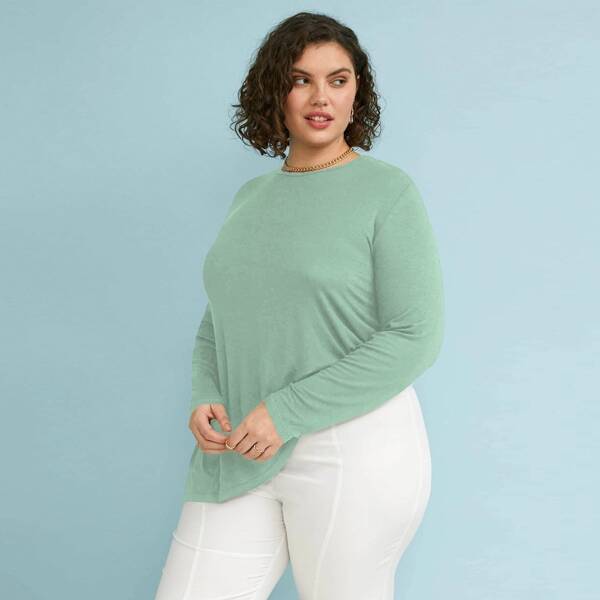 

Plus Solid Tulip Back Tee, Mint green