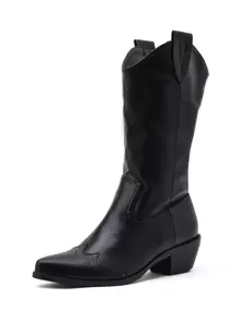 Botas vaqueras de media pantorrilla - Negro - Ver 2