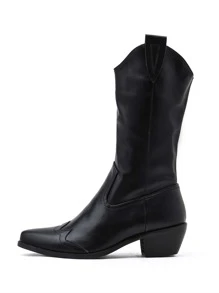 Botas vaqueras de media pantorrilla - Negro - Ver 3