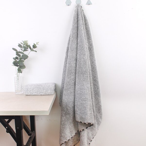

2pcs Plain Towel & Bath Towel Set, Grey