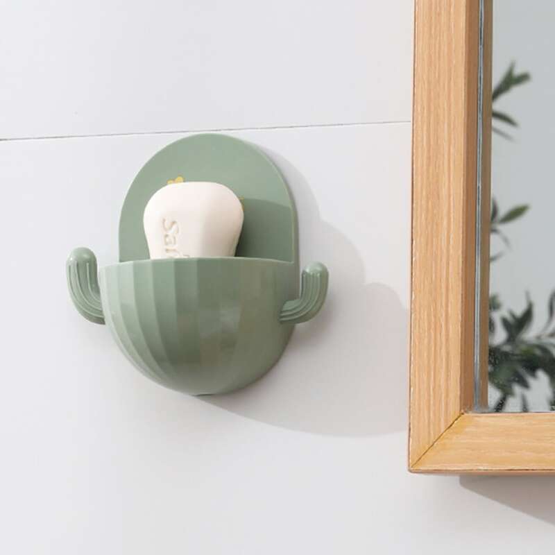 

1pc Cactus Shaped Soap Dish Holder, Green