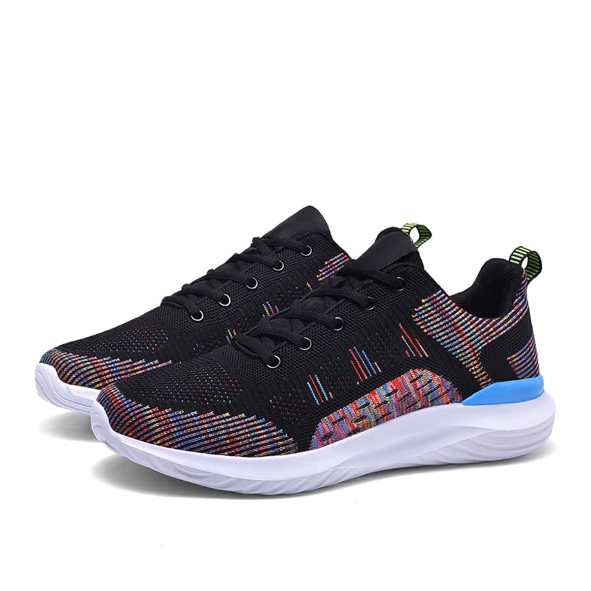 

Guys Striped Lace-up Knit Sneakers, Black