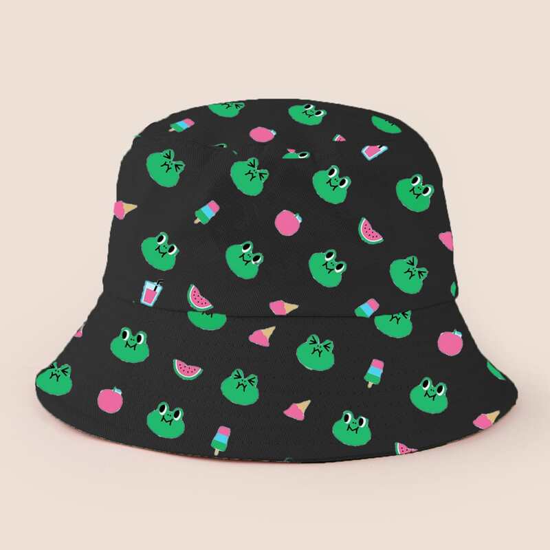 

Cartoon Graphic Bucket Hat, Black