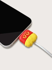 Hamburger Silicone Data Cable Protector Case Compatible With Apple Phone Charging Cable - Red - View 2