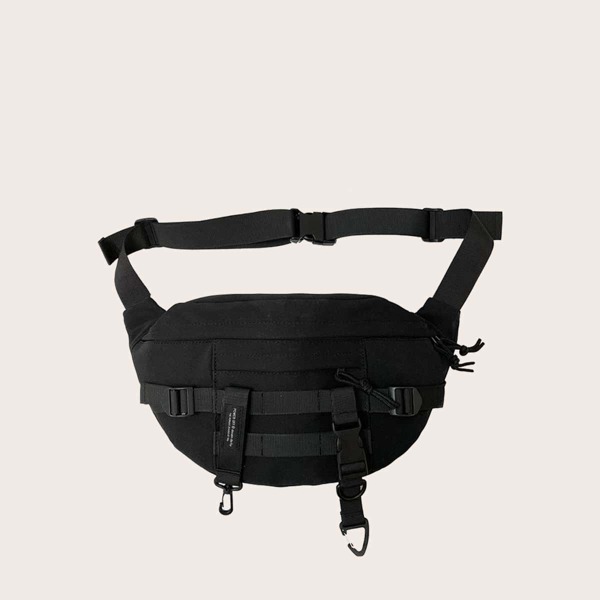 

Men Release Buckle Design Fanny Pack, Black