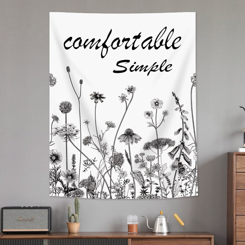 

Wild Weed Print Tapestry, Black and white