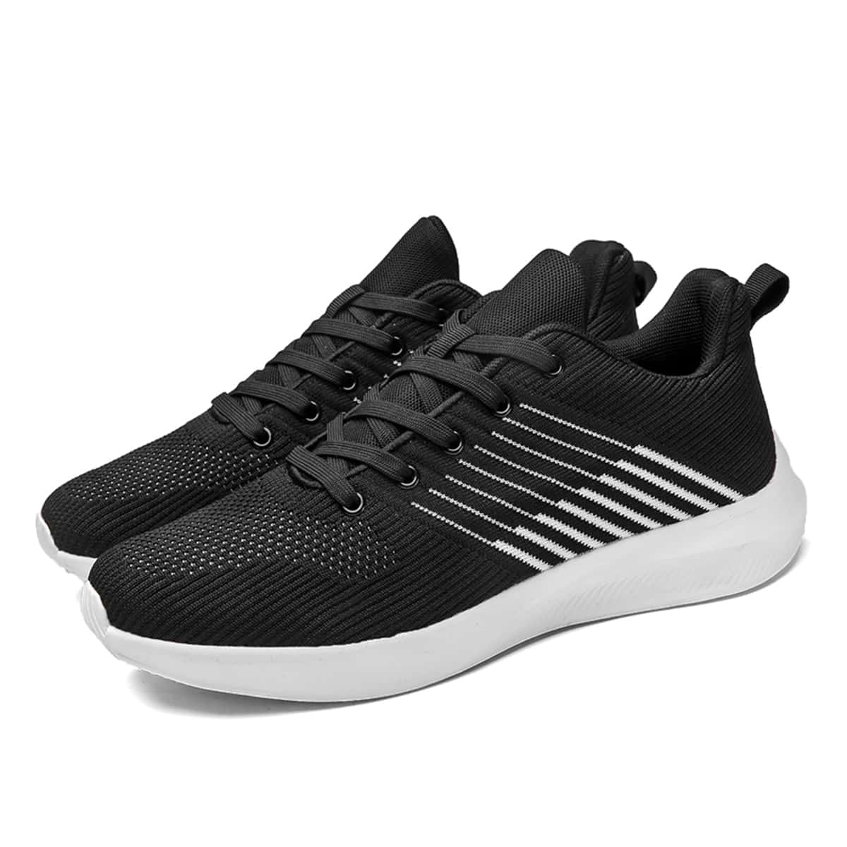 

Guys Striped Lace-up Knit Sneakers, Black