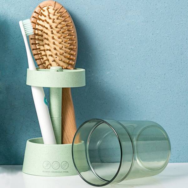 

1pc Lamp Design Multifunction Toothbrush Box, Green