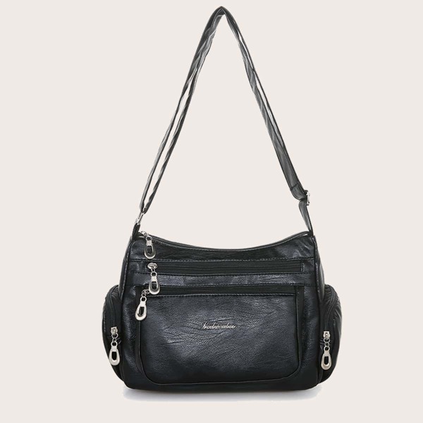 

Zip Front Crossbody Bag, Black