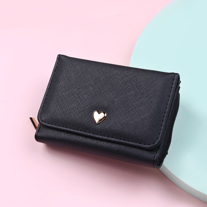 

Metal Heart Detail Small Purse, Black