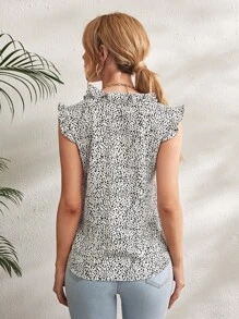 SHEIN Clasi Áo sơ mi Xù Tất cả trên in Thanh lịch - Đen và trắng - Xem 2