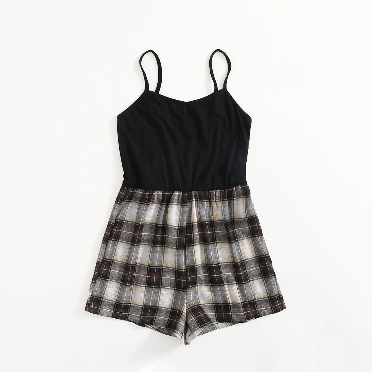 

Plaid Cami Romper, Multicolor