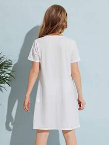 SHEIN 女孩卡通和心形圖案連衣裙 - 彩色 - 查看 2