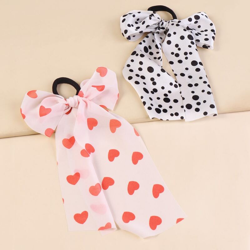 

2pcs Bow Knot Decor Hair Tie, Multicolor