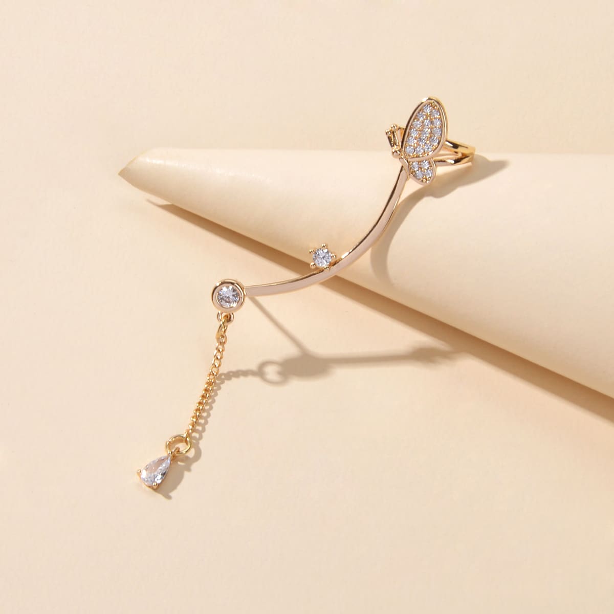 

1pc Rhinestone Decor Earring, Gold