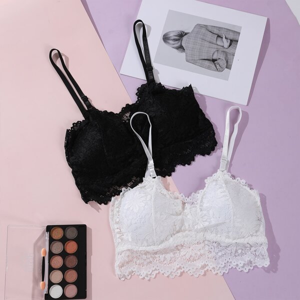 

Girls Scallop Trim Lace Bra, Multicolor