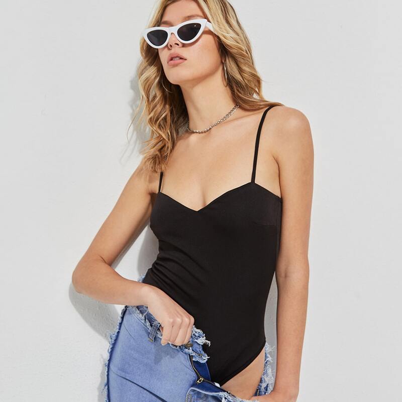 

Solid Cami Bodysuit, Black