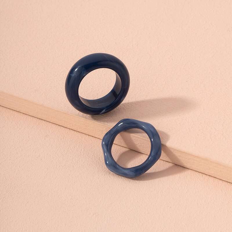 

2pcs Minimalist Resin Ring, Blue