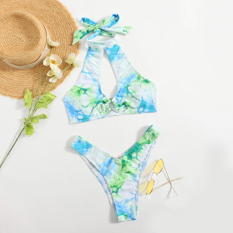 

Tie Dye High Leg Bikini Swimsuit, Multicolor