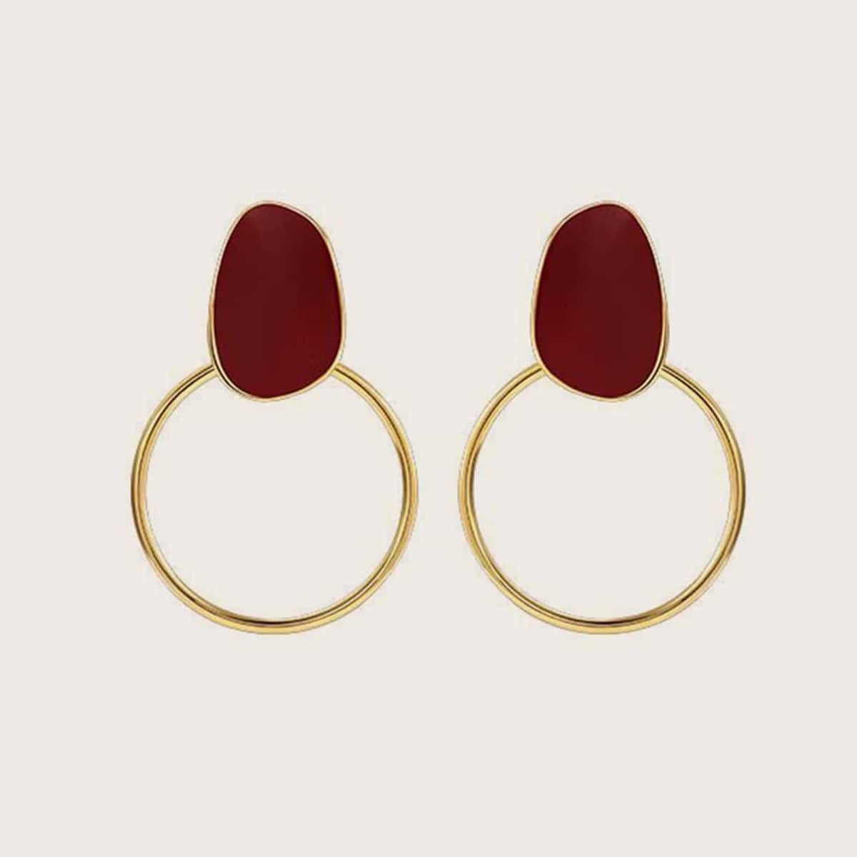 

Ring Drop Earrings, Burgundy