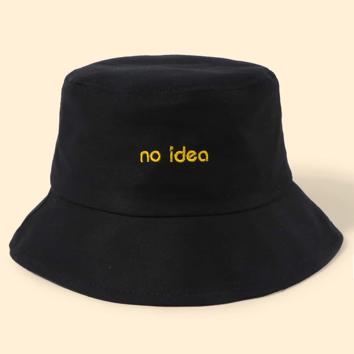 

Slogan Embroidery Bucket Hat, Black