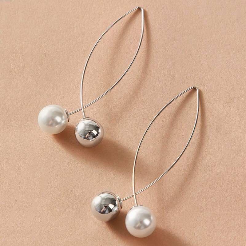 

Faux Pearl Criss Cross Hoop Earrings, Silver