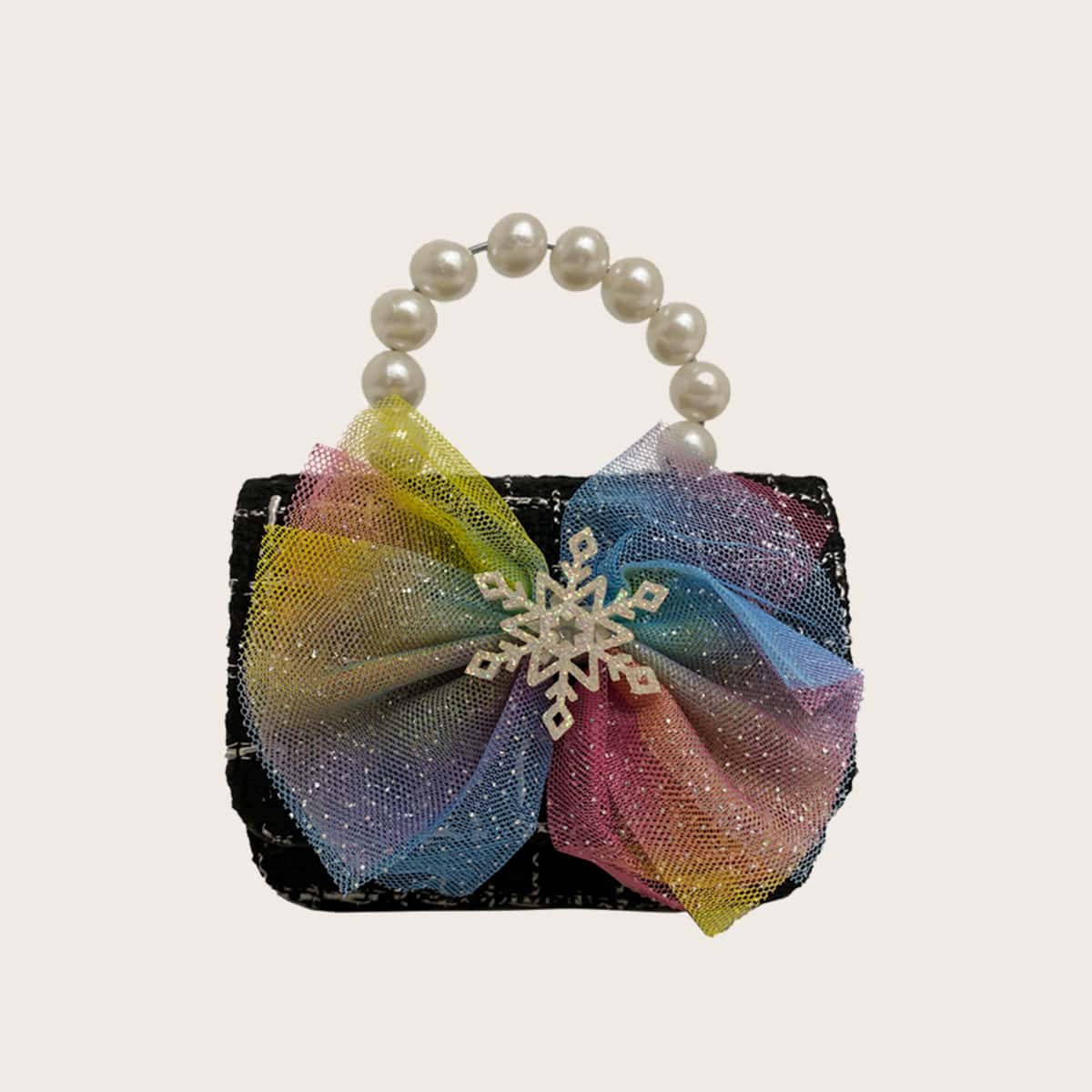 

Ombre Bow Mini Satchel Bag, Black