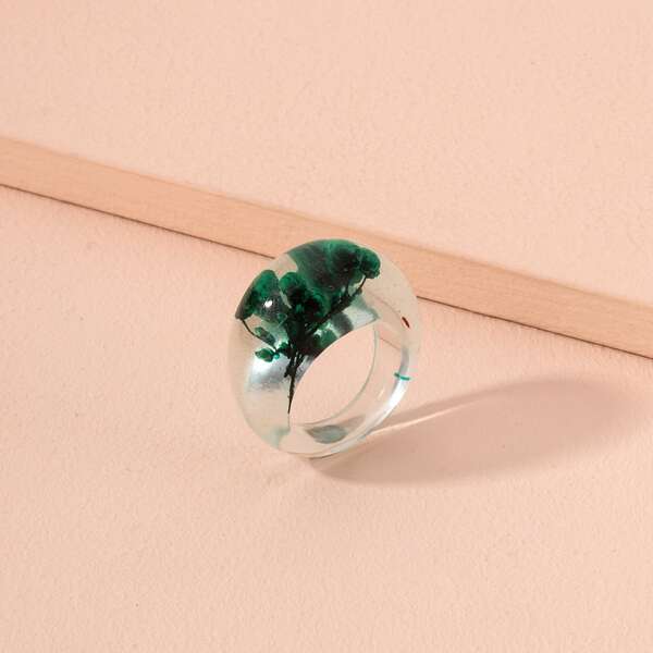 

Flower Pressed Resin Ring, Green