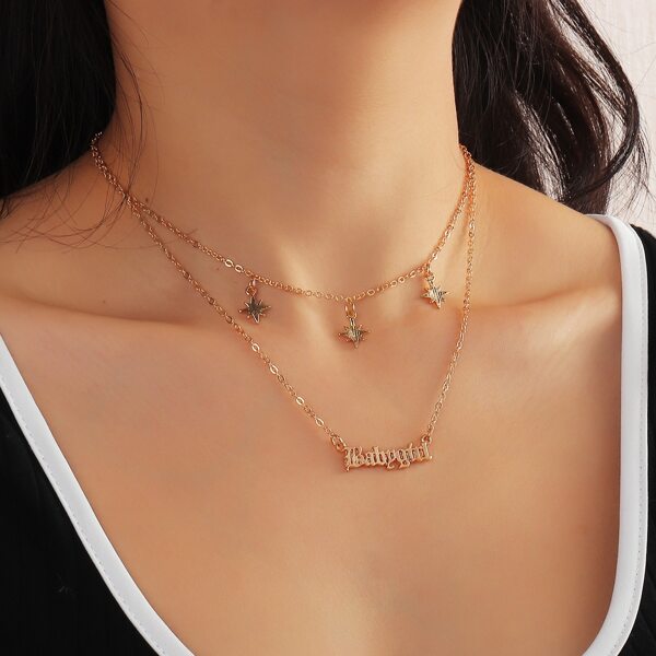 

Letter Decor Layered Necklace, Gold