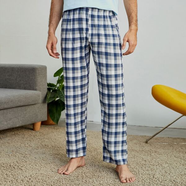 

Men Gingham Slant Pocket Pajama Pants, Multicolor
