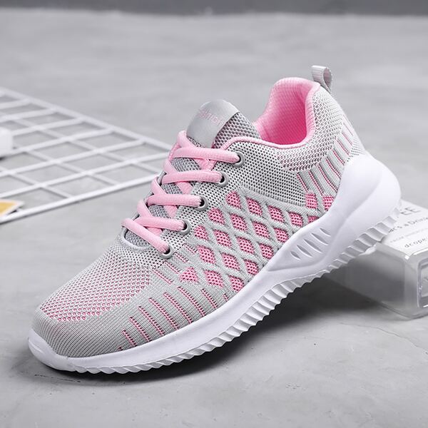 

Geometric Pattern Knit Sneakers, Grey