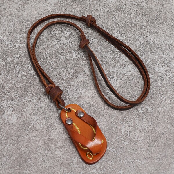 

Men Slipper Pendant Necklace, Brown