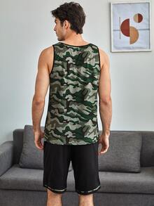 Men Camo Print PJ Set