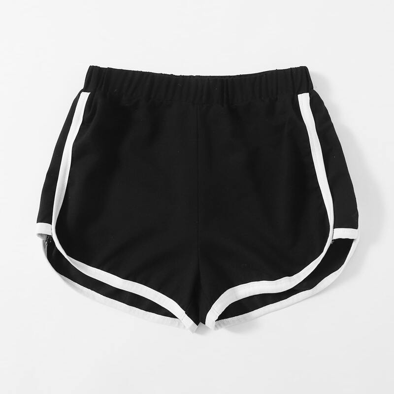

Contrast Binding Dolphin Shorts, Black