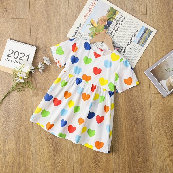 

Toddler Girls Allover Heart Print Dress, Multicolor