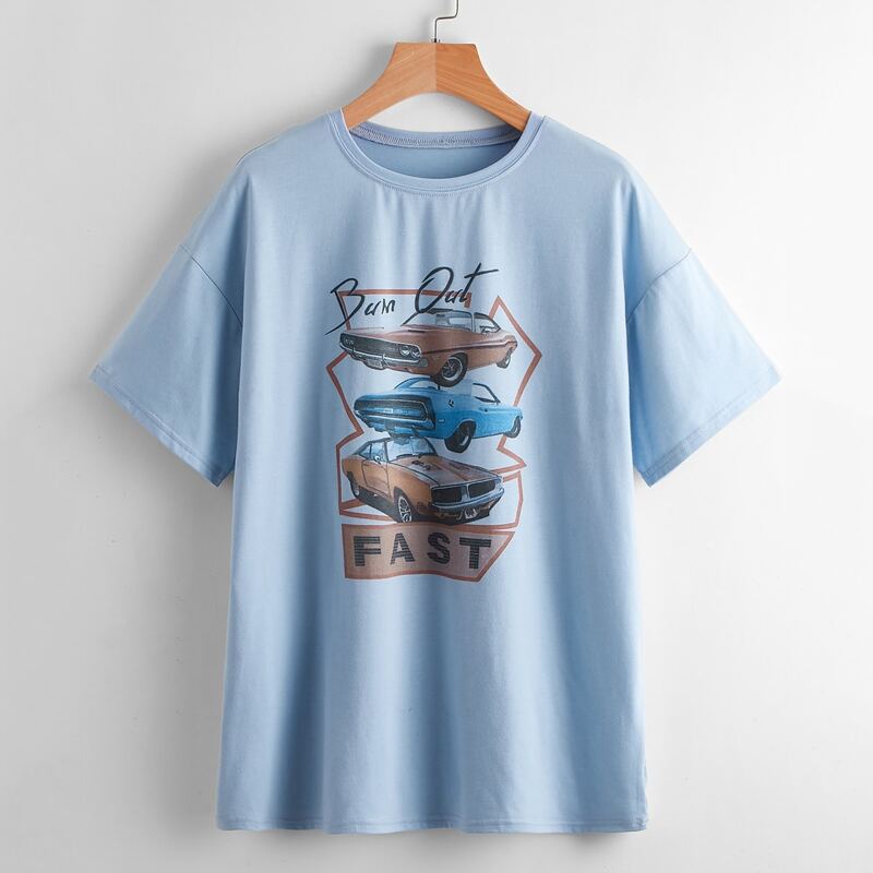 

Car Graphic Oversized Tee, Dusty blue