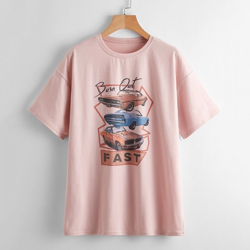 

Car Graphic Oversized Tee, Dusty pink