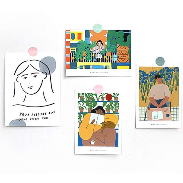 

4pcs Figure Graphic Material Card, Multicolor