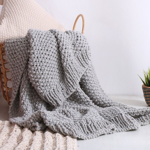 

Solid Color Woven Throw, Grey
