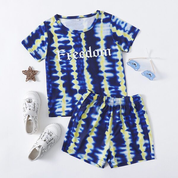 

Toddler Boys Letter Graphic Tee With Shorts, Multicolor