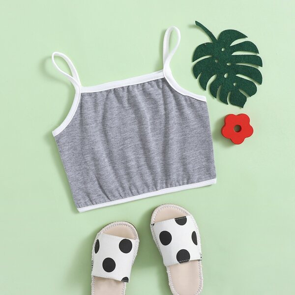

Toddler Girls Binding Crop Cami Top, Grey