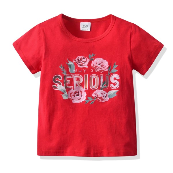 

Toddler Boys Letter & Floral Print Tee, Red